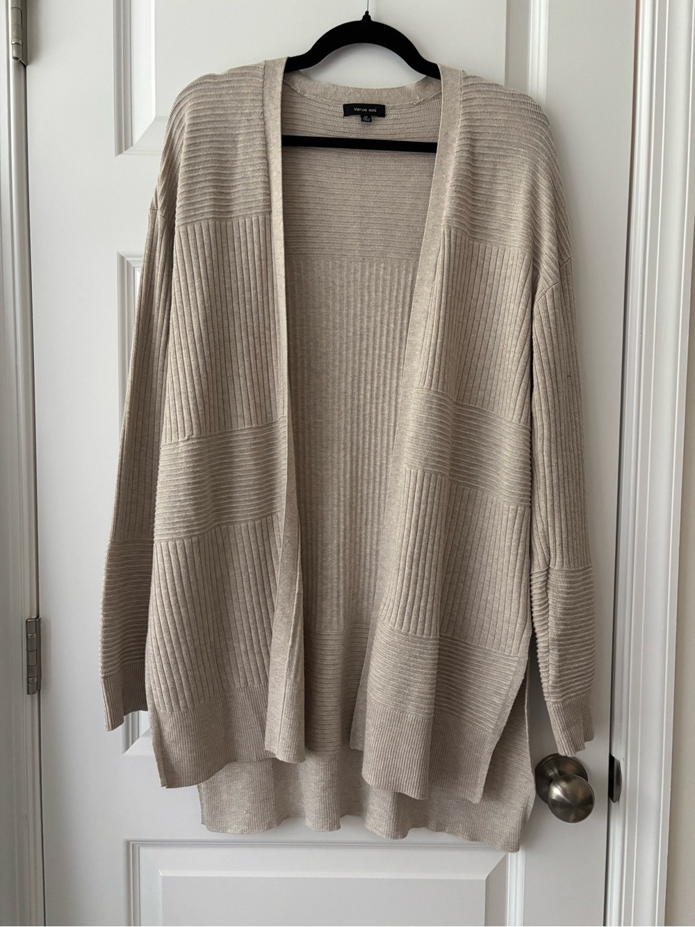Verve Ami Neutral Ribbed Open-Front Cardigan M